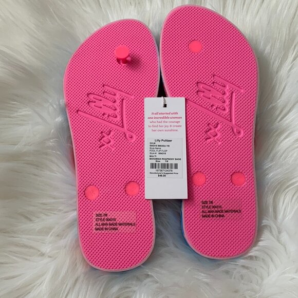LILLY PULITZER Bahamian Rhapsody Flip Flop Sz 7/8 - Picture 4 of 5